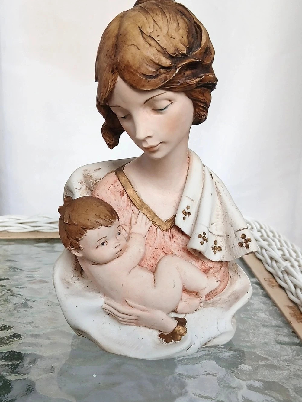 ☺️Vintage Mother and Child Bust Figurine by Elio Simonetti for Fontanini, Italy
